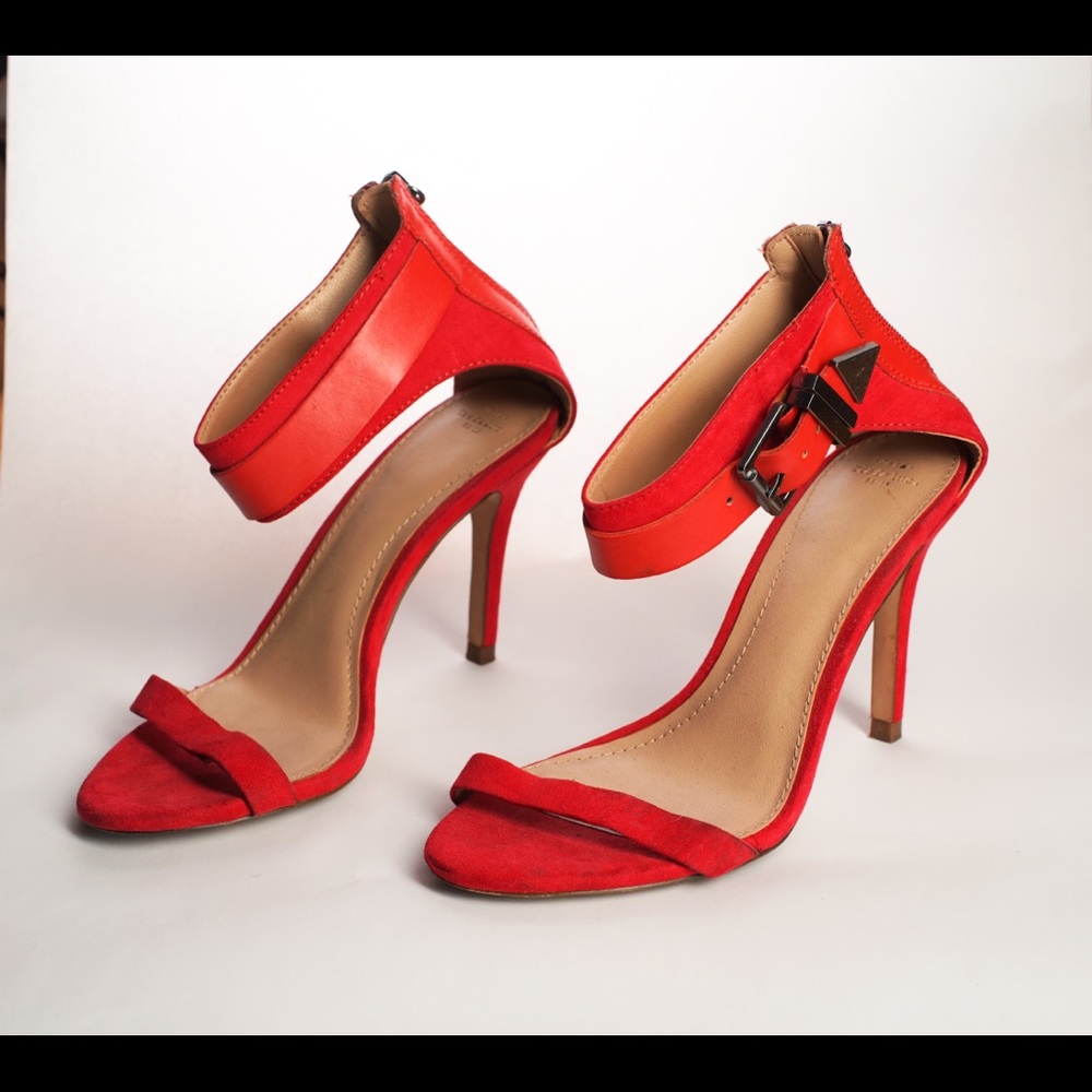 Zara bright red strappy heels